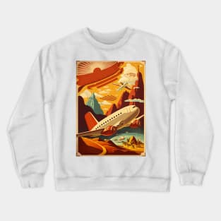 Red & White Plane Vintage Travel Poster Crewneck Sweatshirt